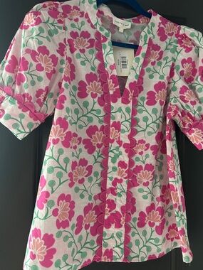 White & Pink Floral Top by Entro